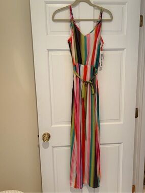 NWT Lord & Taylor Design Lab Multicolor Striped Maxi Dress with Waist Tie